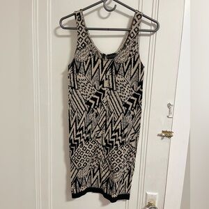 Guess Black and Tan Geometric Mini Dress